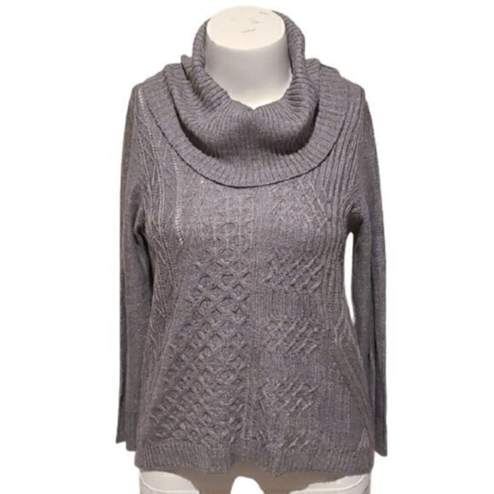 [Artisan] Gray Cowl Neck Cable Knit - Size PXL